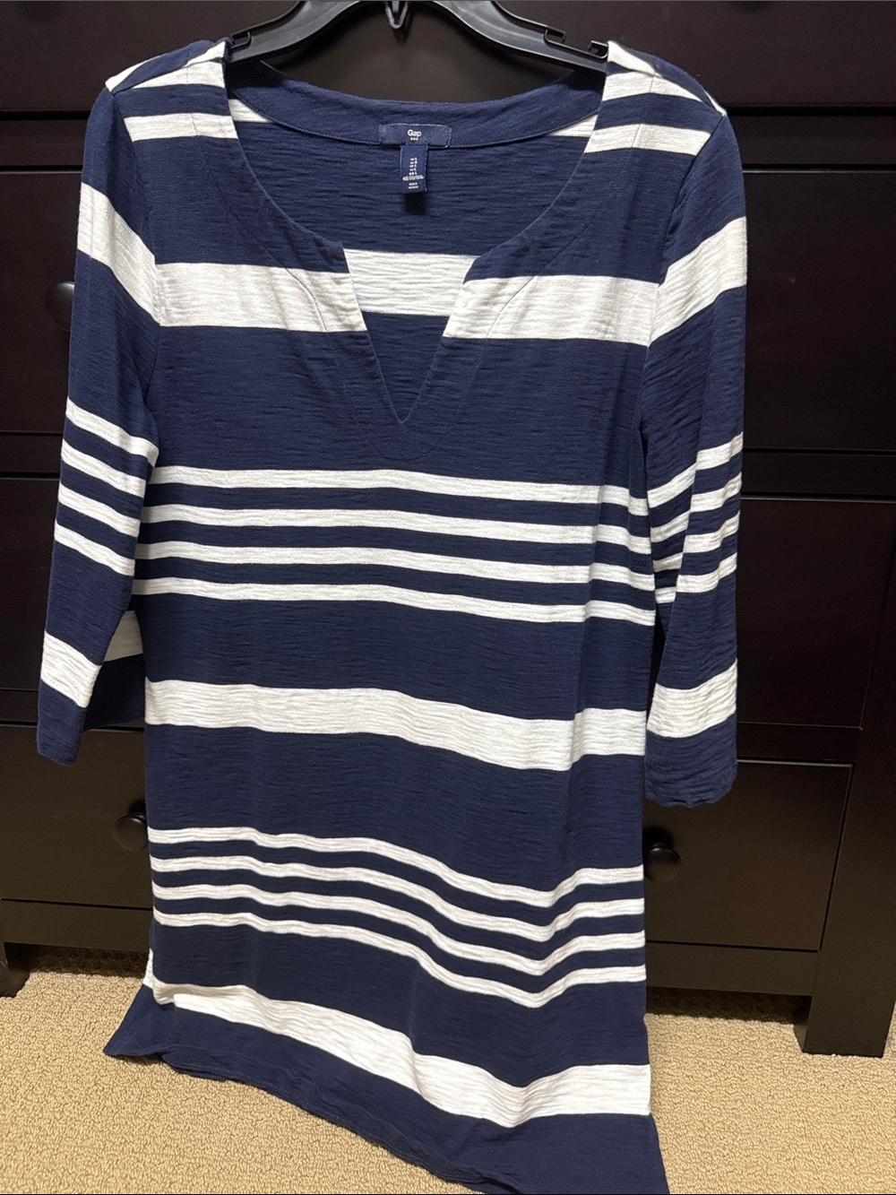 GAP Navy and White Striped V-Notch Tunic